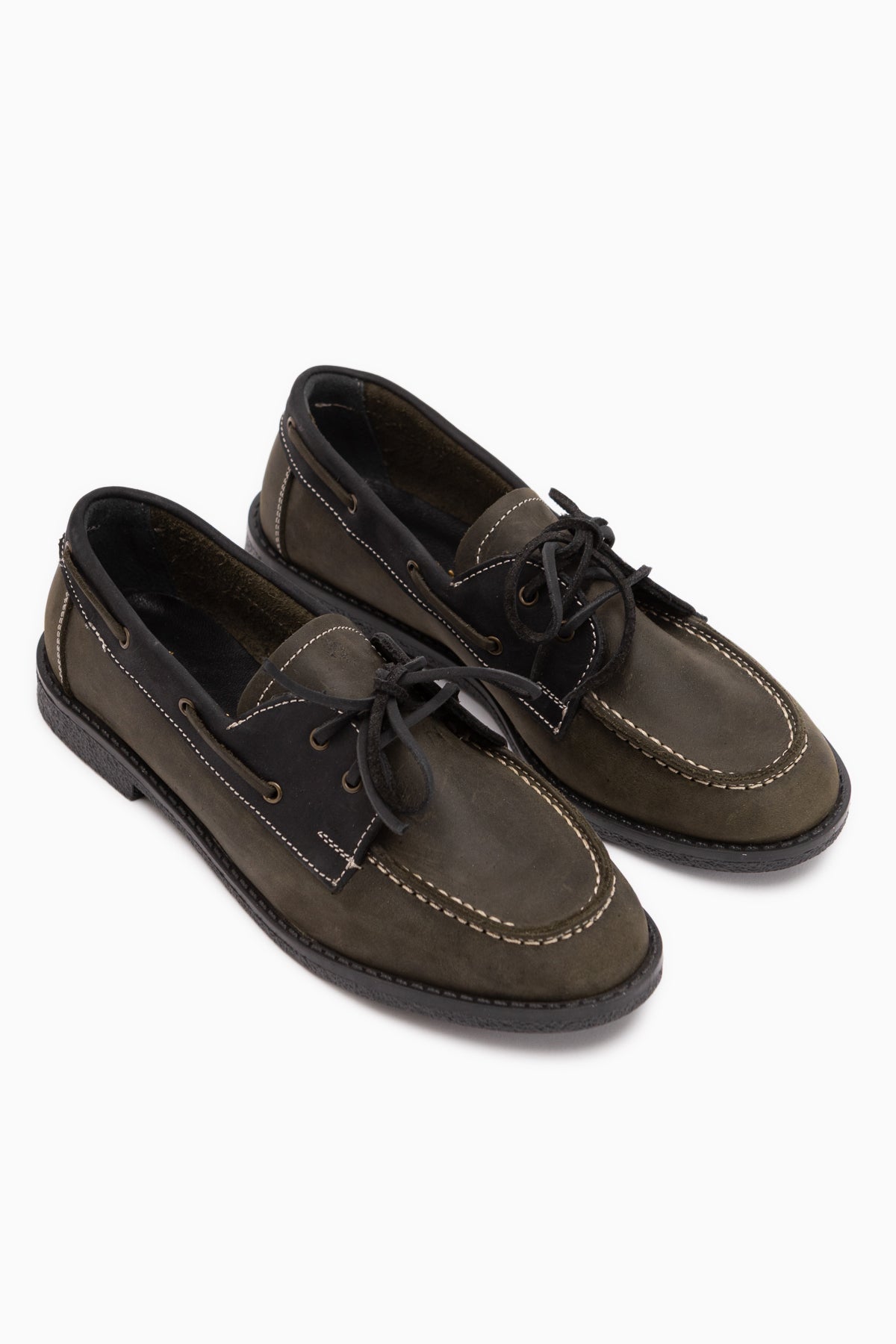Janica Echtes Leder Khaki Schnür Damen Mokassinschuhe