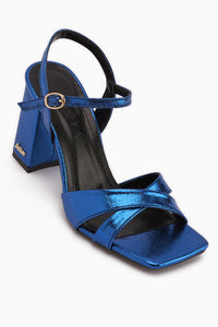 Lean Blau Kreuzband Dick Absatz Damen Sandale