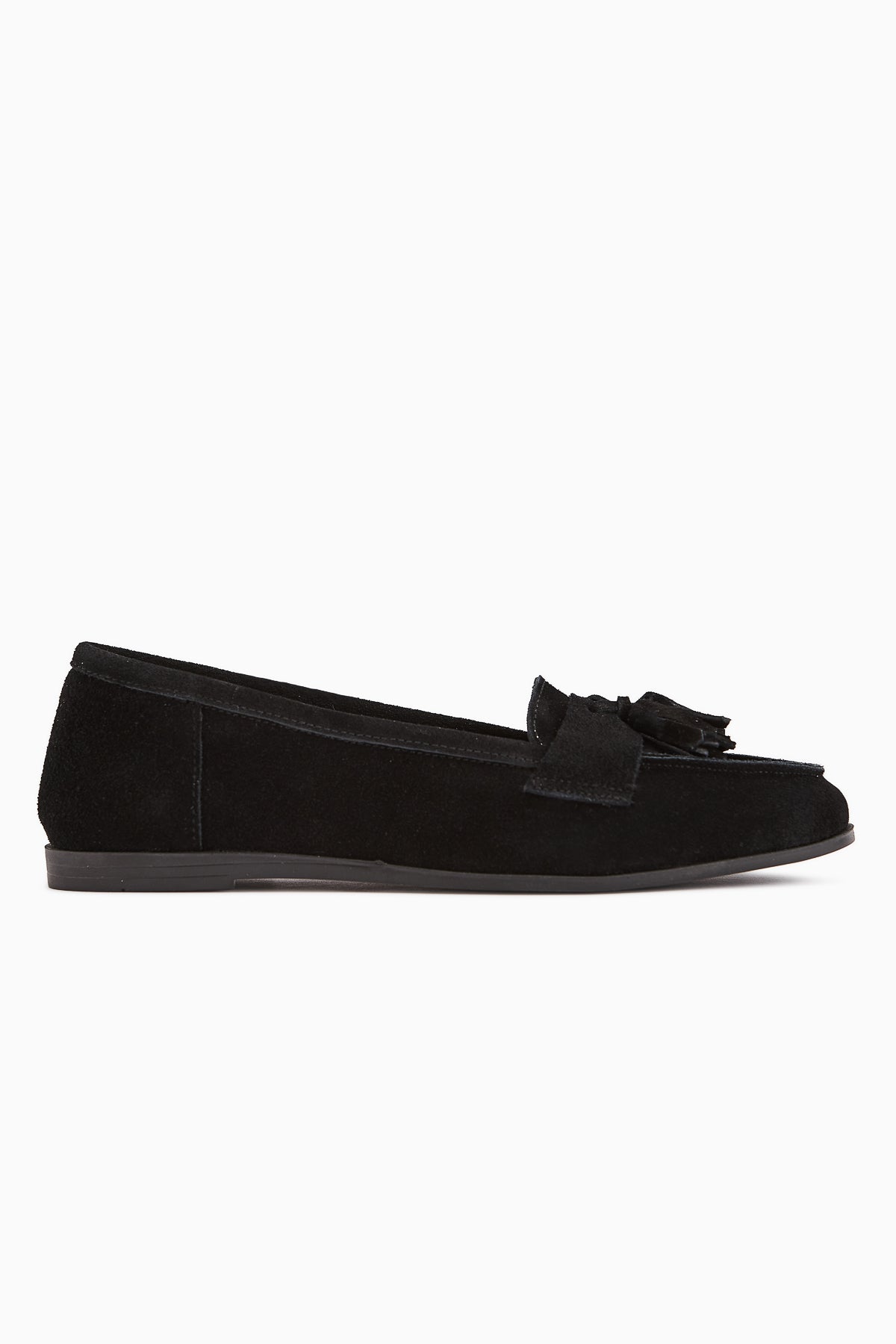 Doris Genuine Leather Black Suede Tassel Women's Loafer