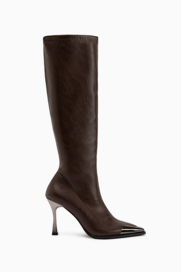 Gretta Braune Stretch Absatzstiefel