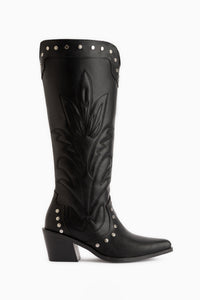 Lassie Schwarze Stickerei und Nieten Details Damen Stiefel