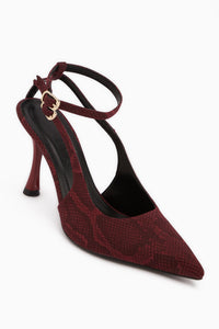 Jamie Burgunder Schlange Muster Mit Schnalle Damen Absatzschuhe