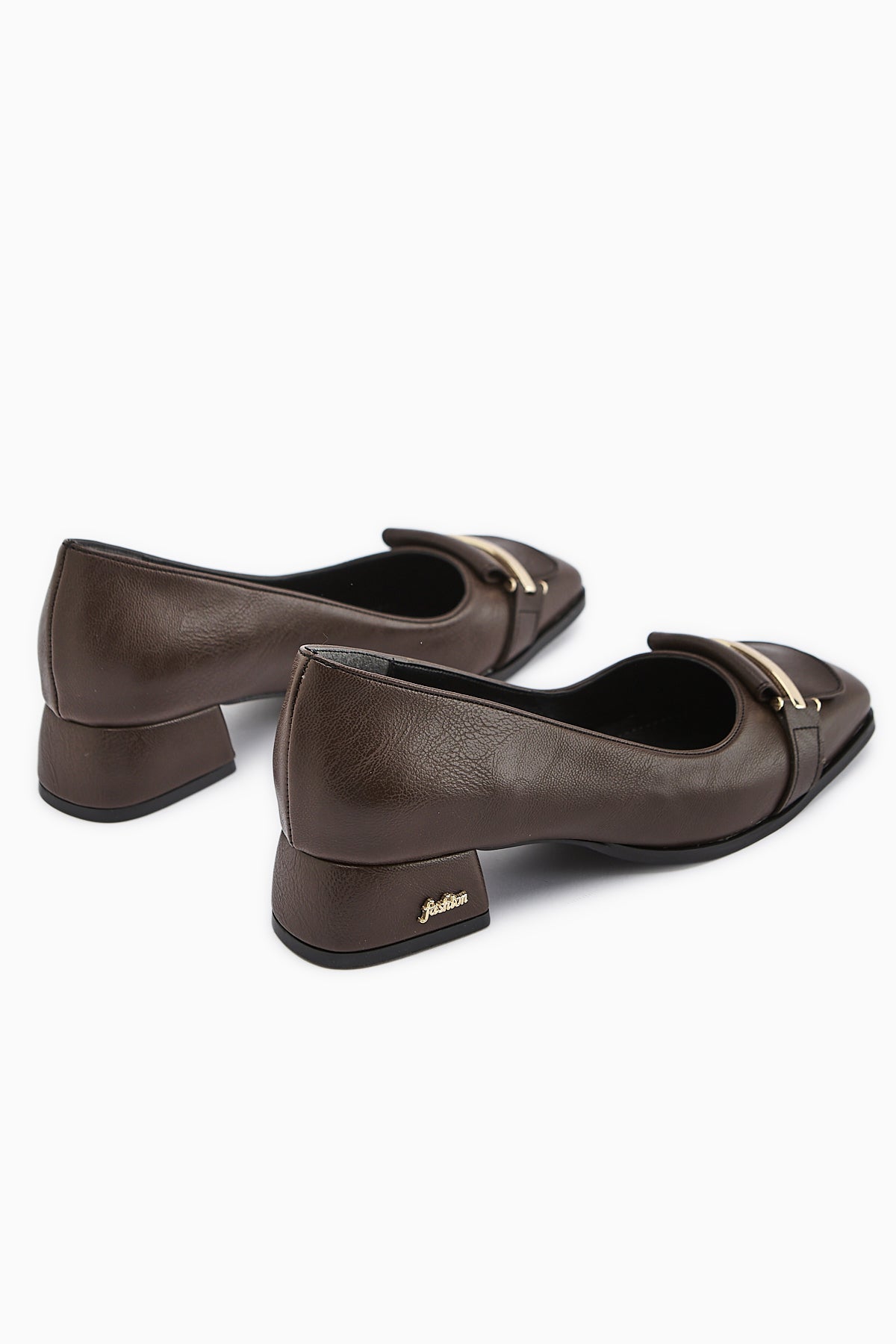 Gresa Brown Buckled Low Heel Women's Shoe