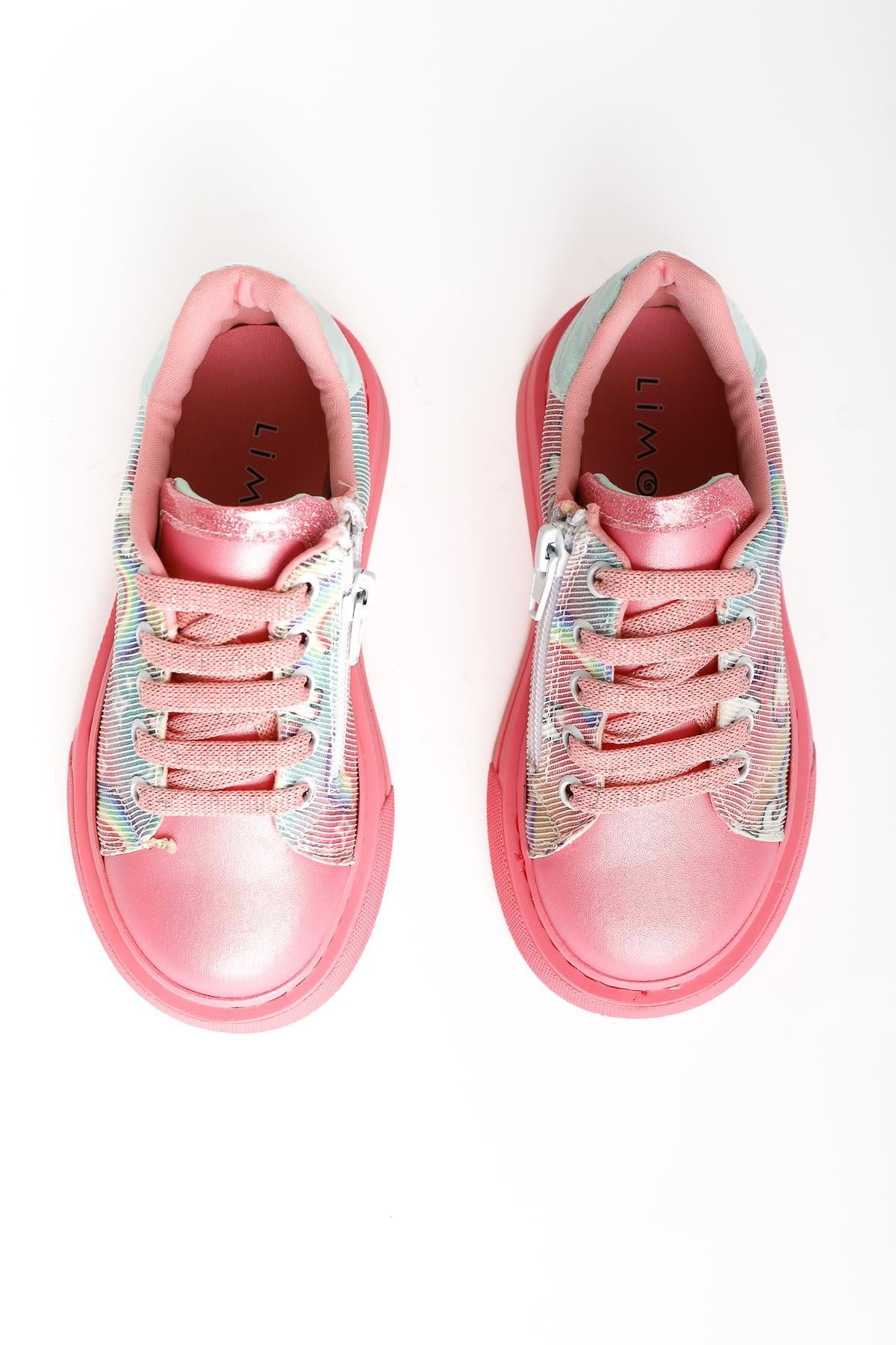 Kenia Pink Unicorn Printed Kids Sneakers
