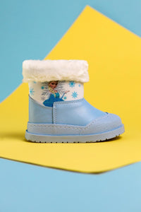Elea Blue Cartoon Character Printed Furry Baby Boots