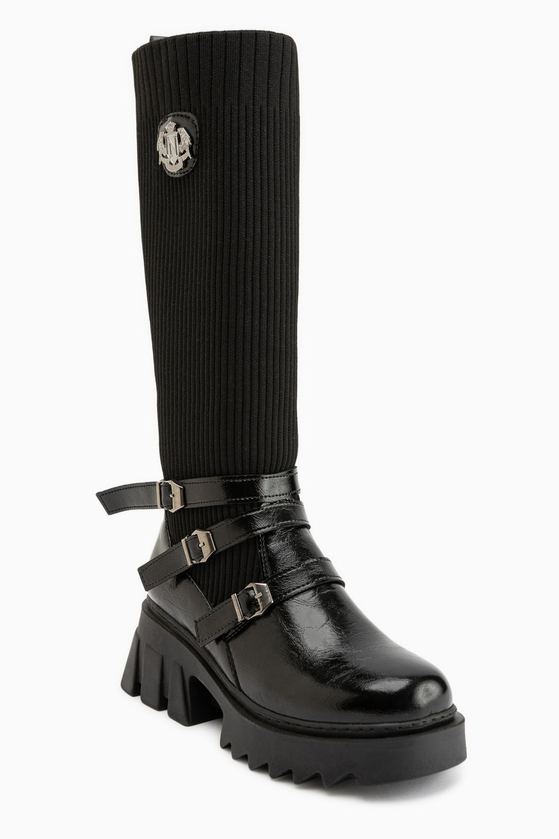 Jaylee Schwarze Schnalle Dicke Sohle Damen Stiefel