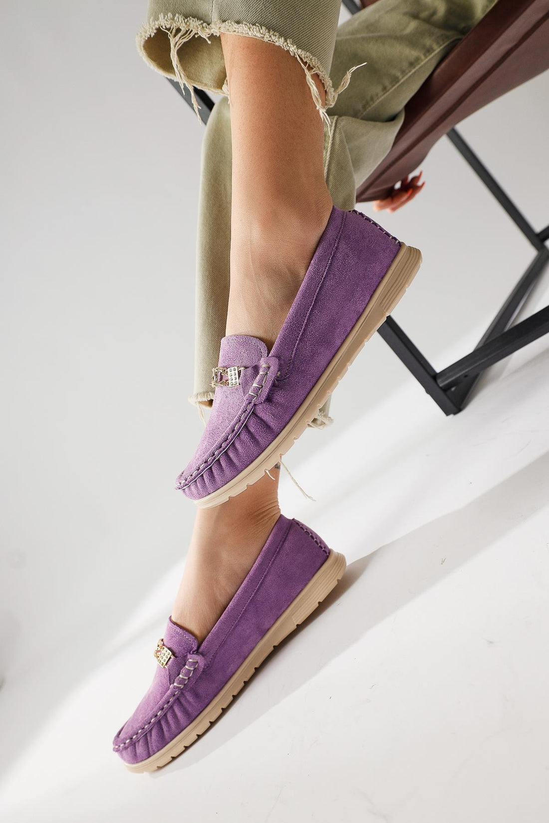 Turi Lilac Suede Buckle Detailed Casual Shoes