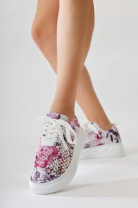 Biba Mor Triko Desen Baskılı Bağcıklı Sneaker