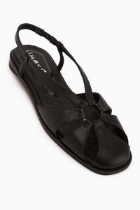 Cally Echtes Leder Schwarz Elastisch Damen Sandale