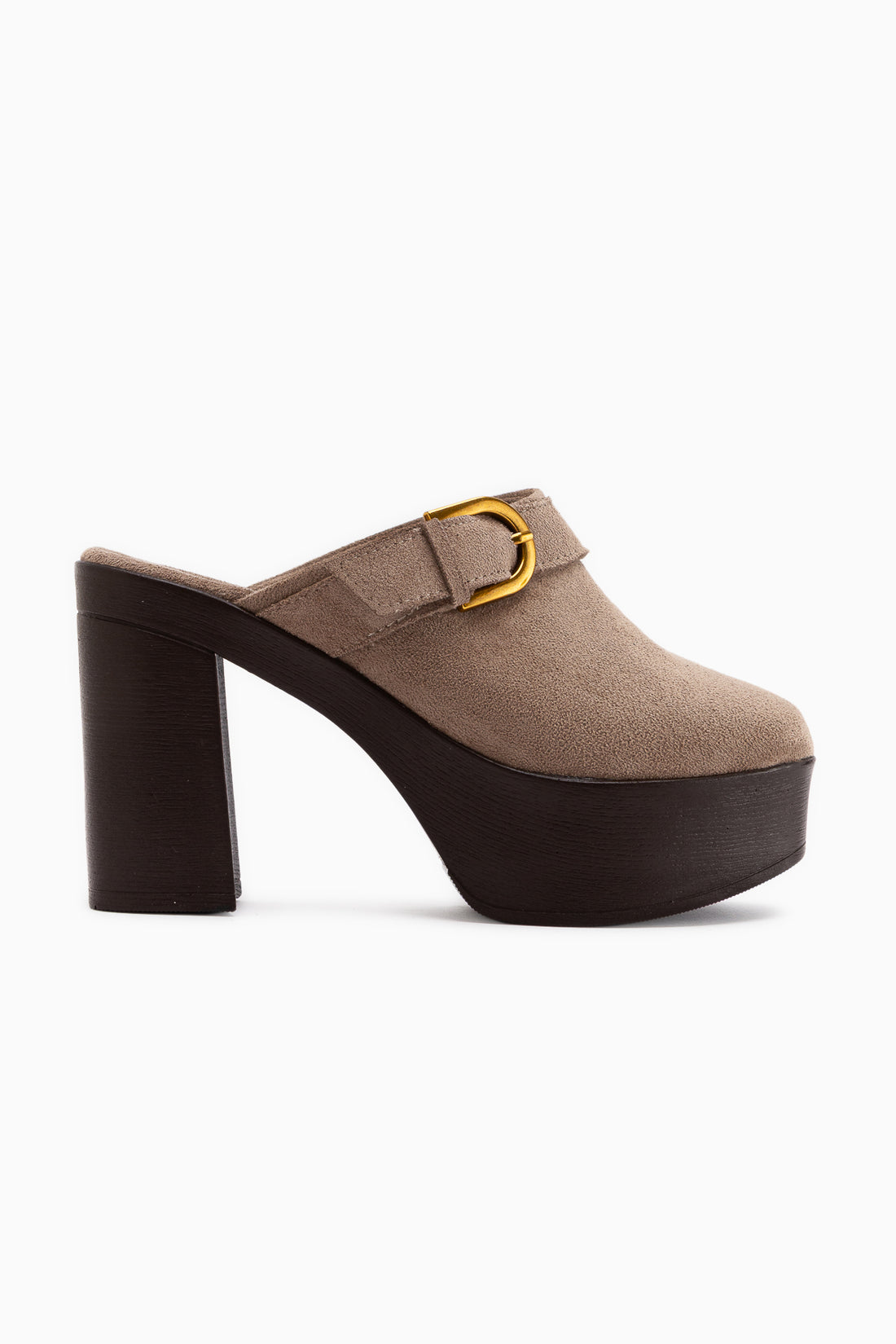 Annela Mink Wildleder Plattform Absatz Damen Pantoletten