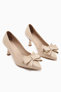 Denita Beige Bow Detail Women's High Heels