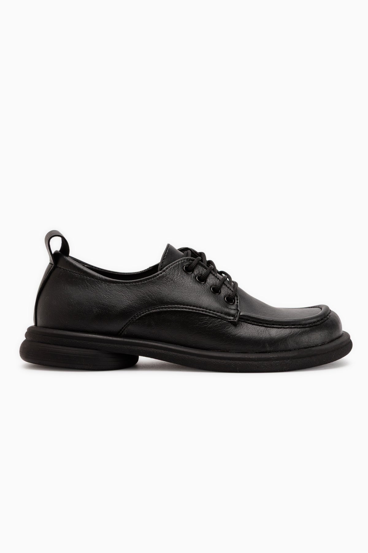 Ria Black Thick Sole Lace-Up Women’s Loafer Shoes