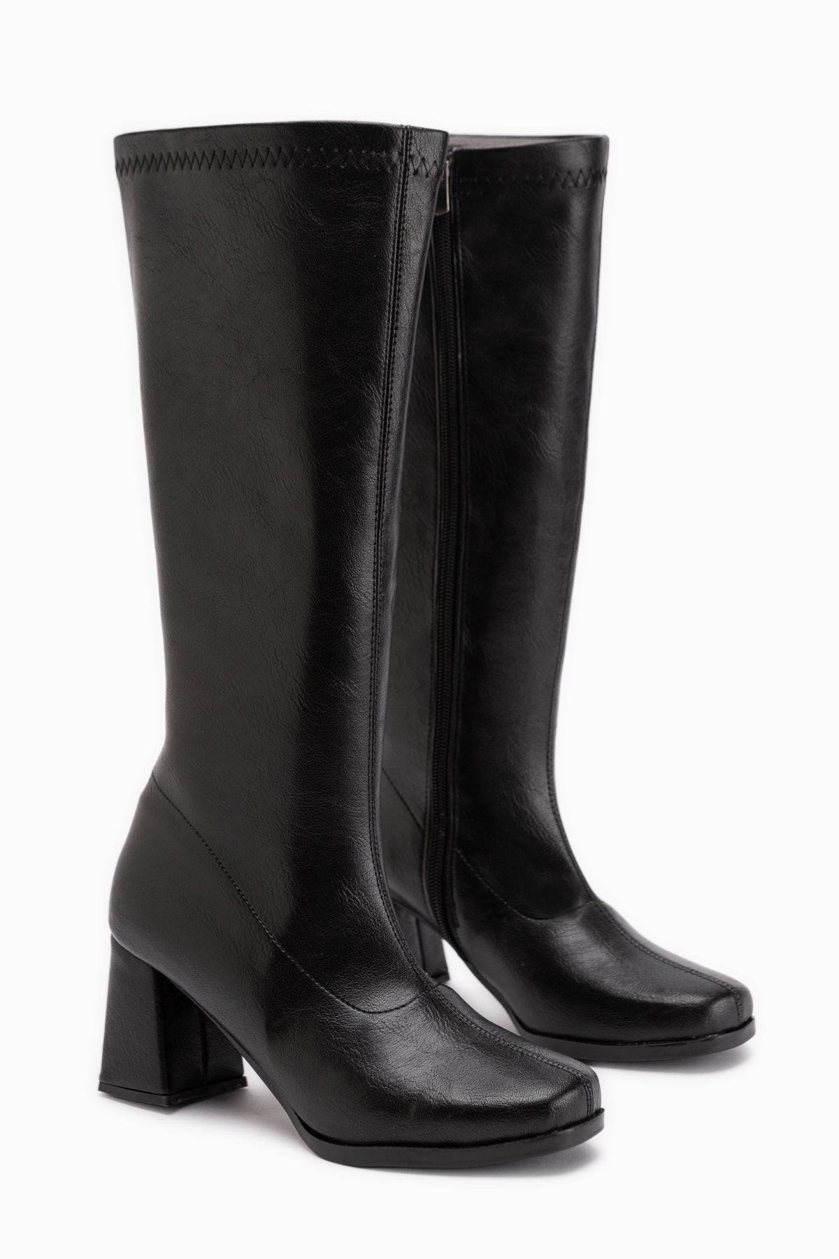 Evie Schwarz Quadratzehen Damen Stretchstiefel