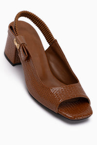 Sofia Tan Elastic Heeled Women’s Sandal