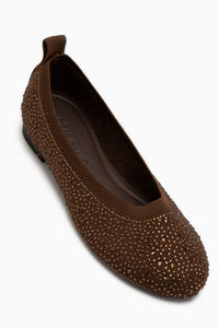 Rena Braun Stein Detail Damen Ballerinas