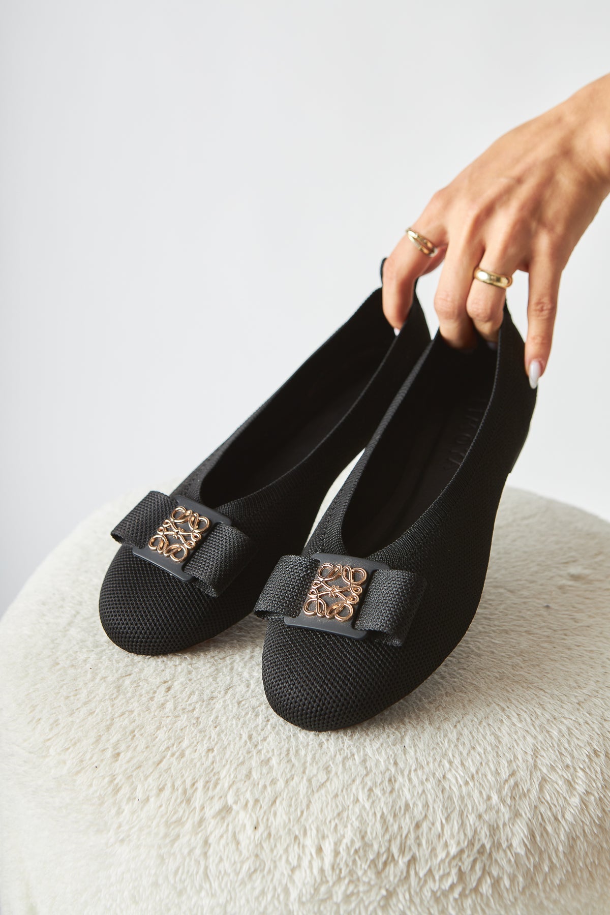 Bloop Schwarze Schleife Damen Ballett Flache Bequeme Tägliche Schuhe