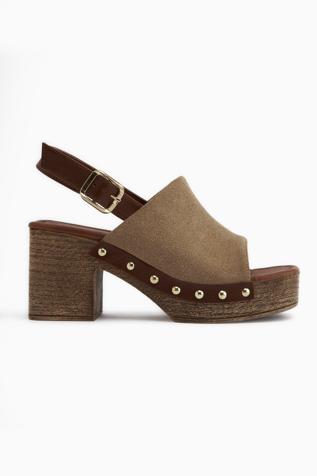 Cindy Beige Wildleder Plattform Absatz Damen Sandale