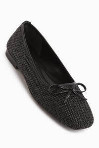 Fridah Schwarz Schleife Detail Quadrat Zehe Damen Ballerinas