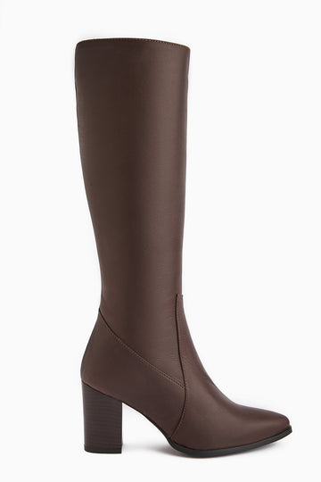 Vilda Genuine Leather Brown Pointed Toe Women's Boot