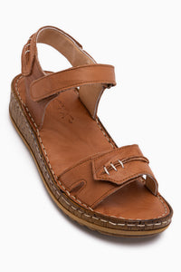 Leone Echtes Leder Tan Antik Detail Damen Sandale