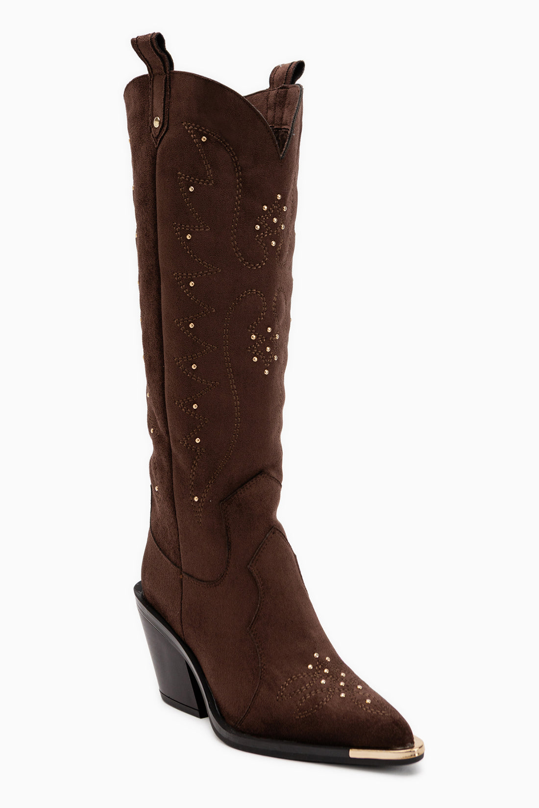 Elnora Braun Wildleder Bestickte Damen Stiefel