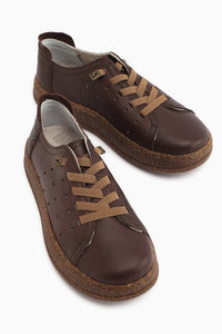 Judi Echtes Leder Braun Bequeme Sohle Damen Sneaker