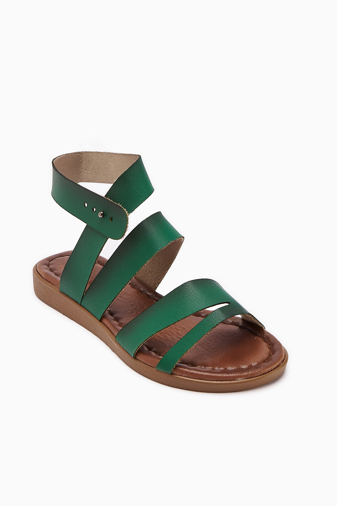 Echtes Leder Hadie Grün Damen Sandale