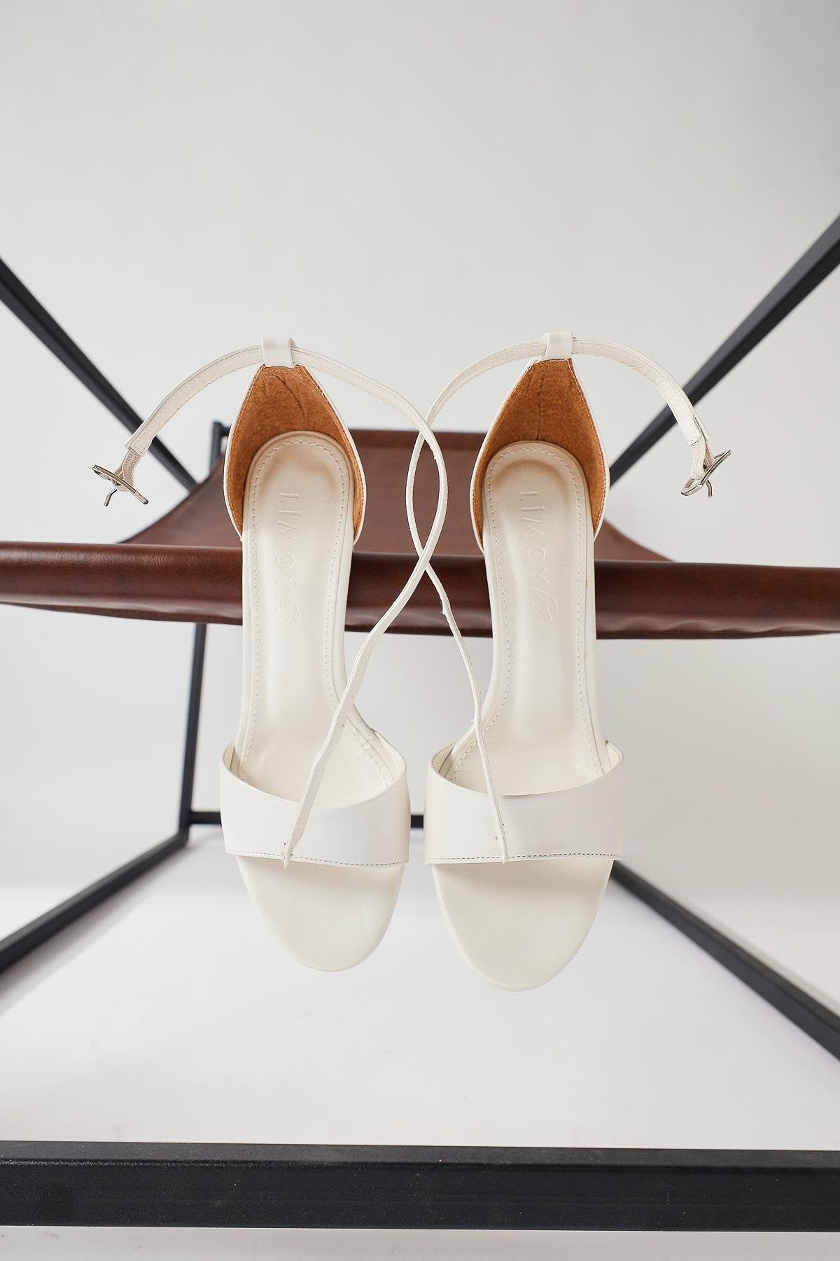 Parya Ecru Thin Platform Heeled Sandals