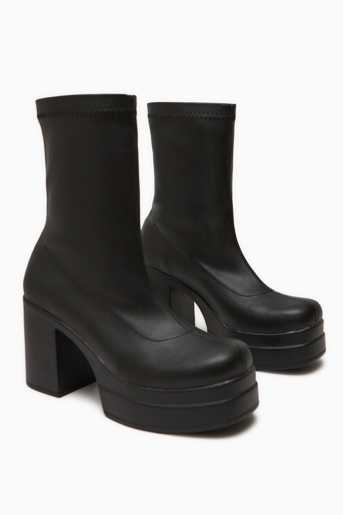 Bie Black Platform Heeled Women's Stretch Boot