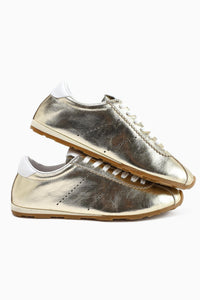 Echtes Leder Alisa Gold Schnürschuhe Damen