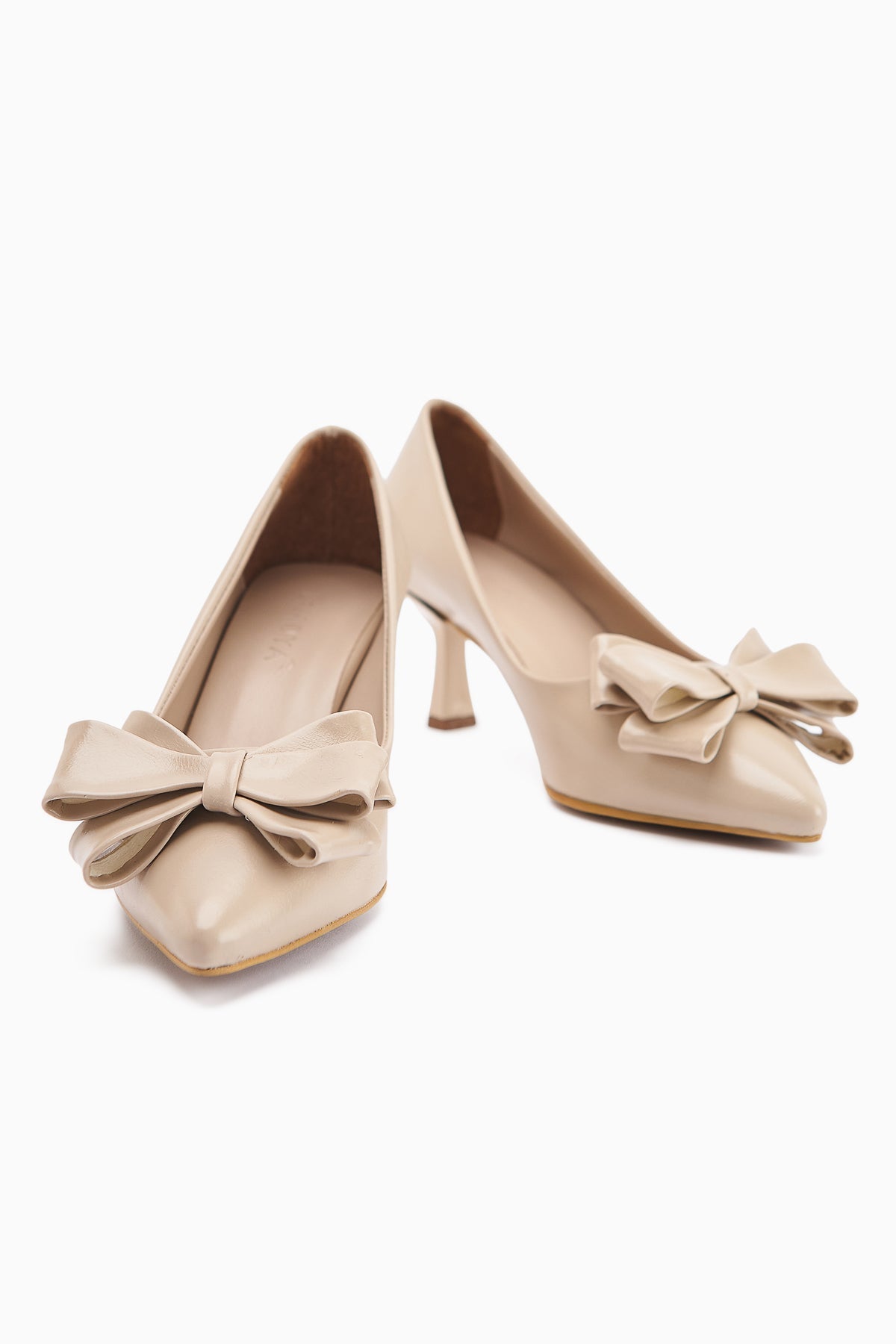 Denita Beige Bow Detail Women's High Heels