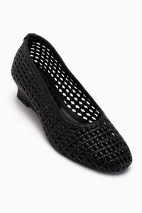 Viola Echtes Leder Schwarz Geflochten Damen Absatzschuhe