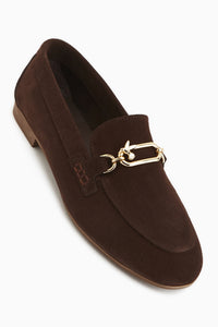 Alessa Echtes Leder Braun Wildleder Schnalle Damen Loafer Alltag Mokassin Schuhe