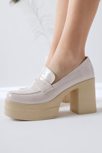 Candace Beige Lackleder Absatzplattform Damen Schuhe