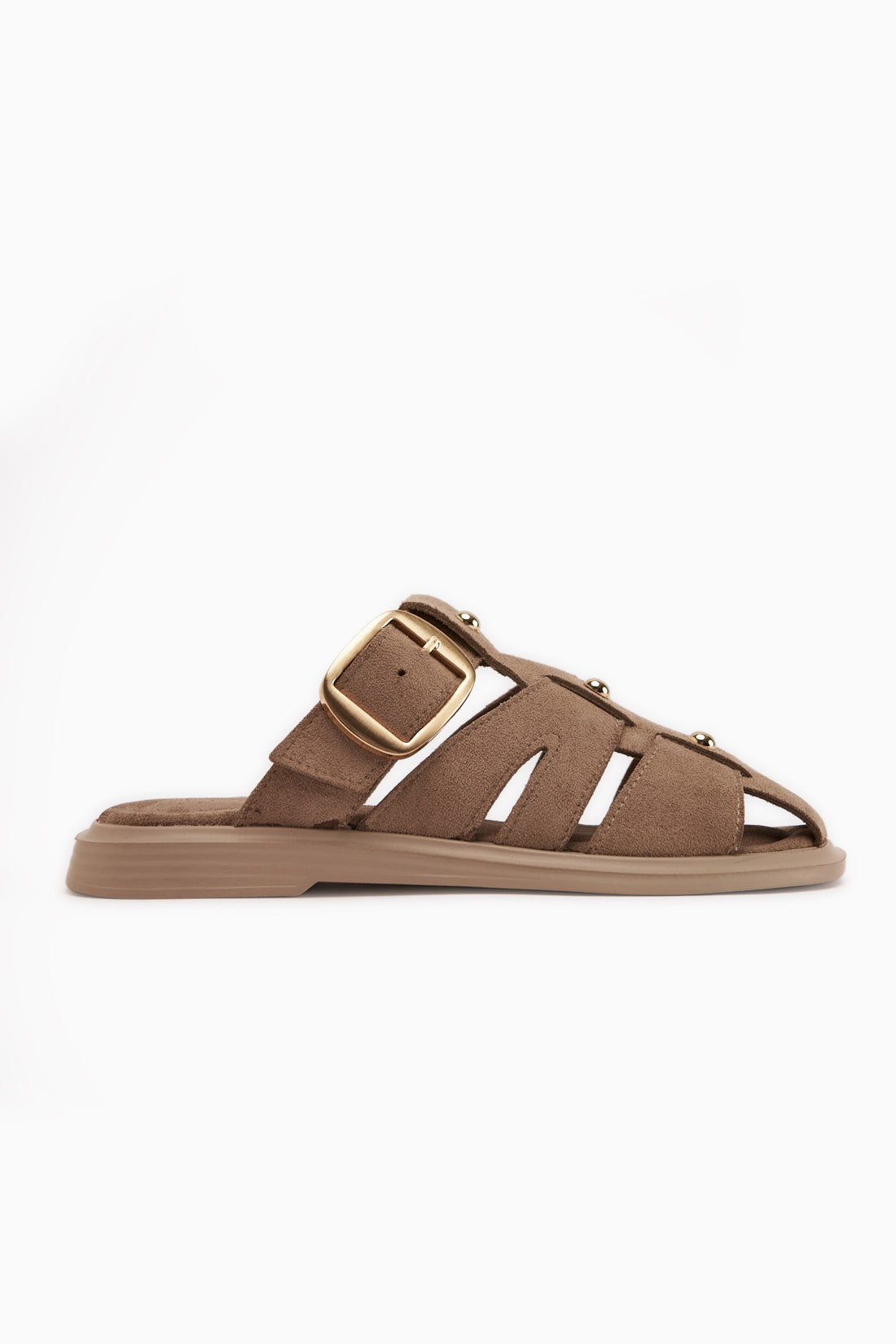 Joella Beige Wildleder Mit Schnalle Damen Pantoletten