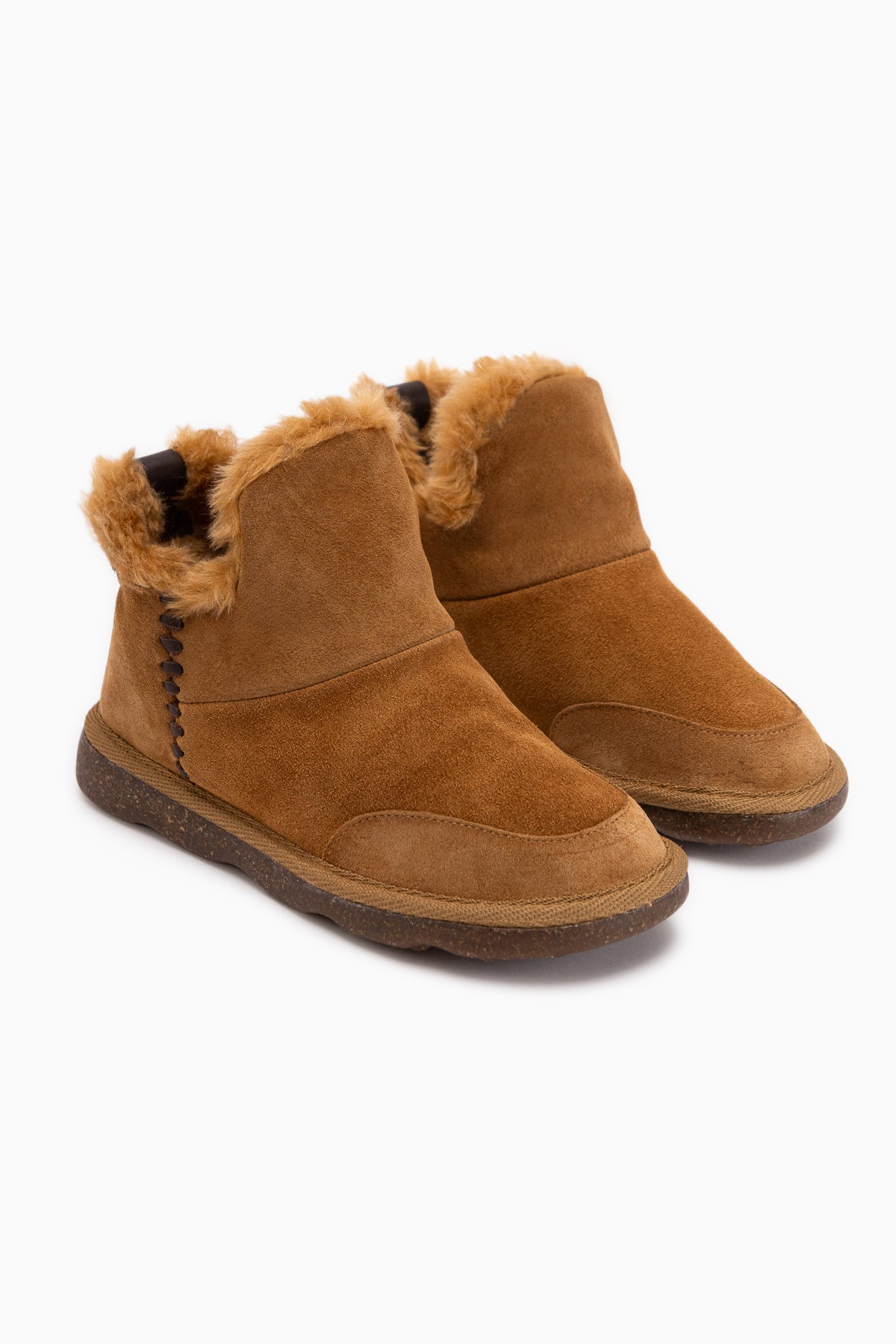 Lorrie Echtes Leder Tan Wildleder Pelz Damen Kurzstiefel