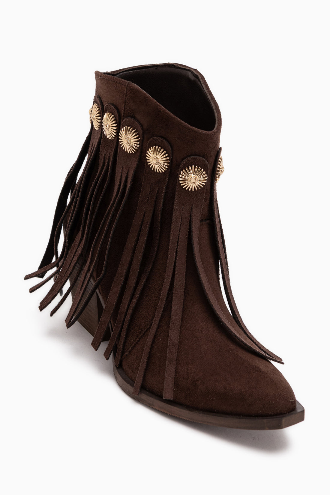 Rodeo Braun Wildleder Fransen Chunky Absatz Damen Western Stiefel