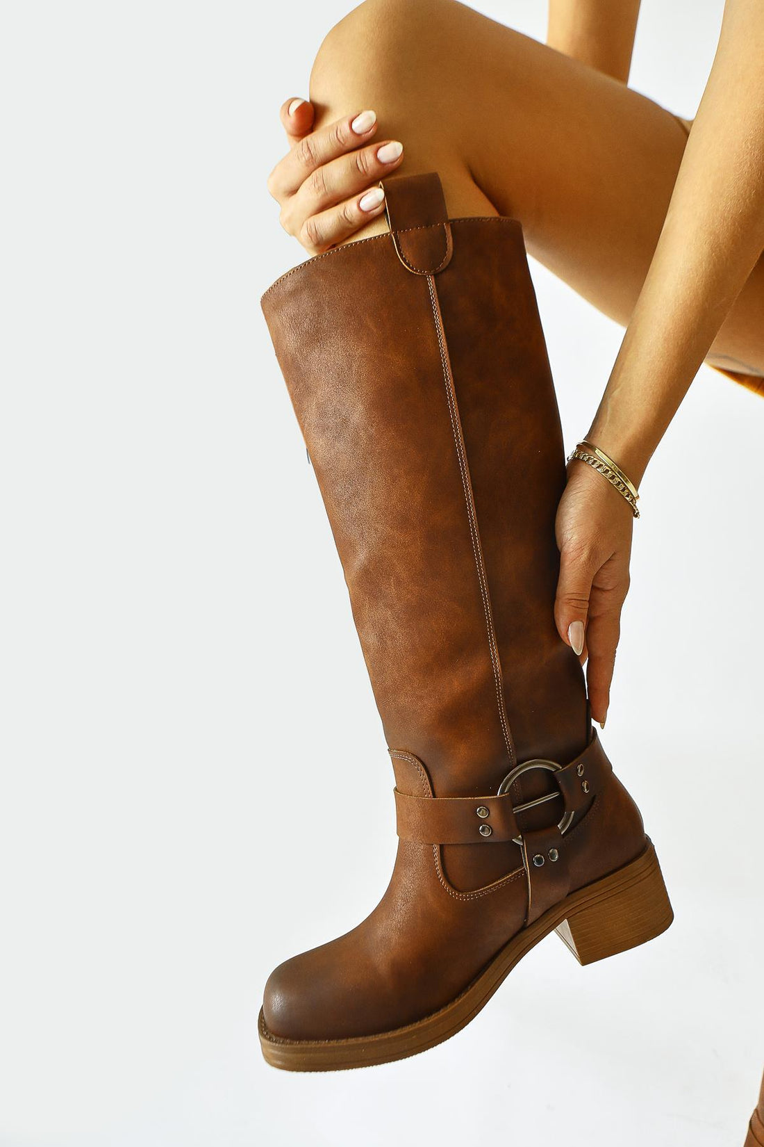 Soleil Tan Belt Detailed Pull-On Boots
