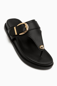 Lumi Schwarz Schnalle Detail Damen Flip Flop