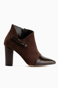 Jami Coffee Suede Bow Detailed Pointed Toe Women’s Boots
