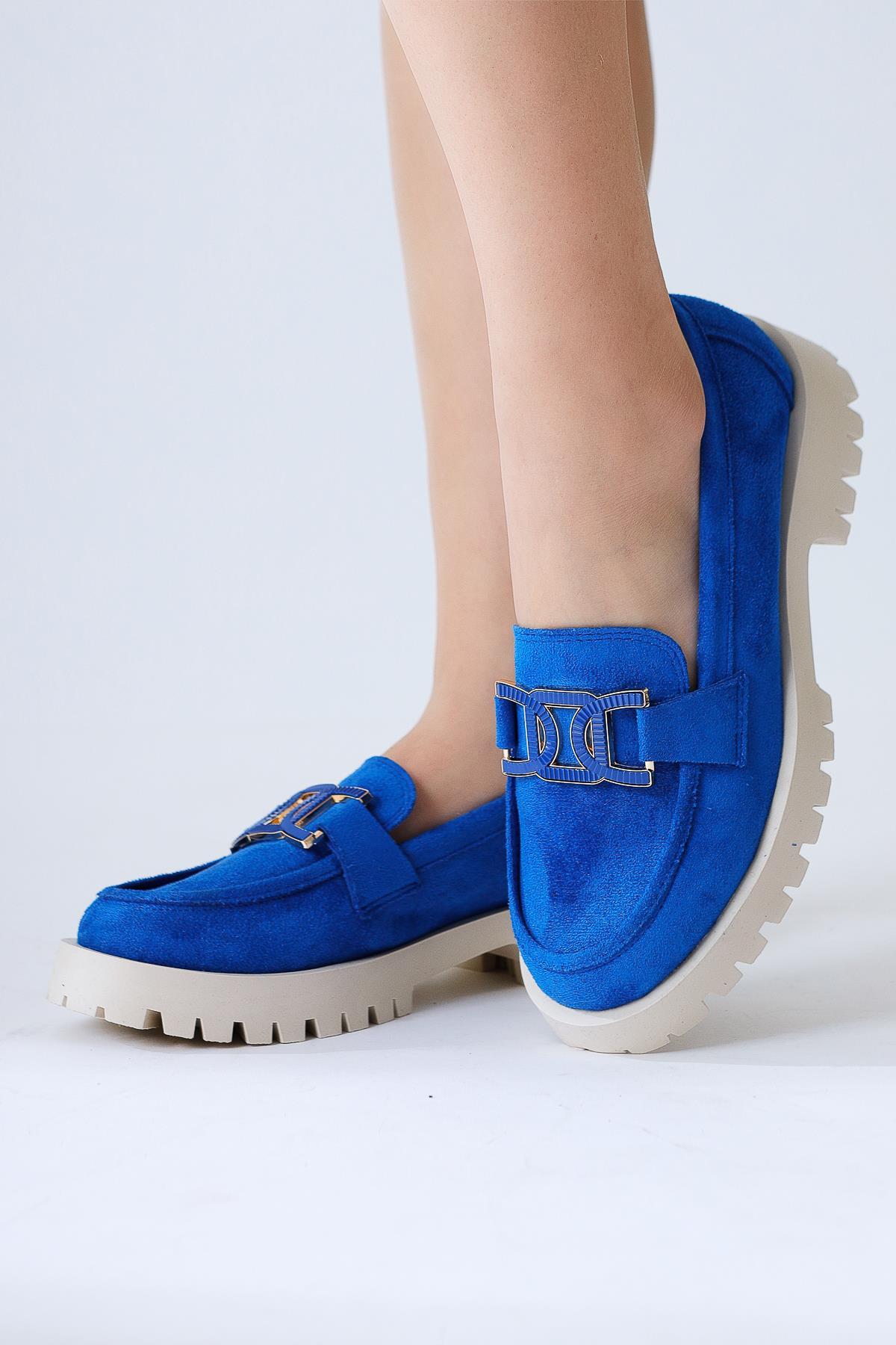 Ann-Sophi Saxe Suede Buckle Detail Oxford Shoes