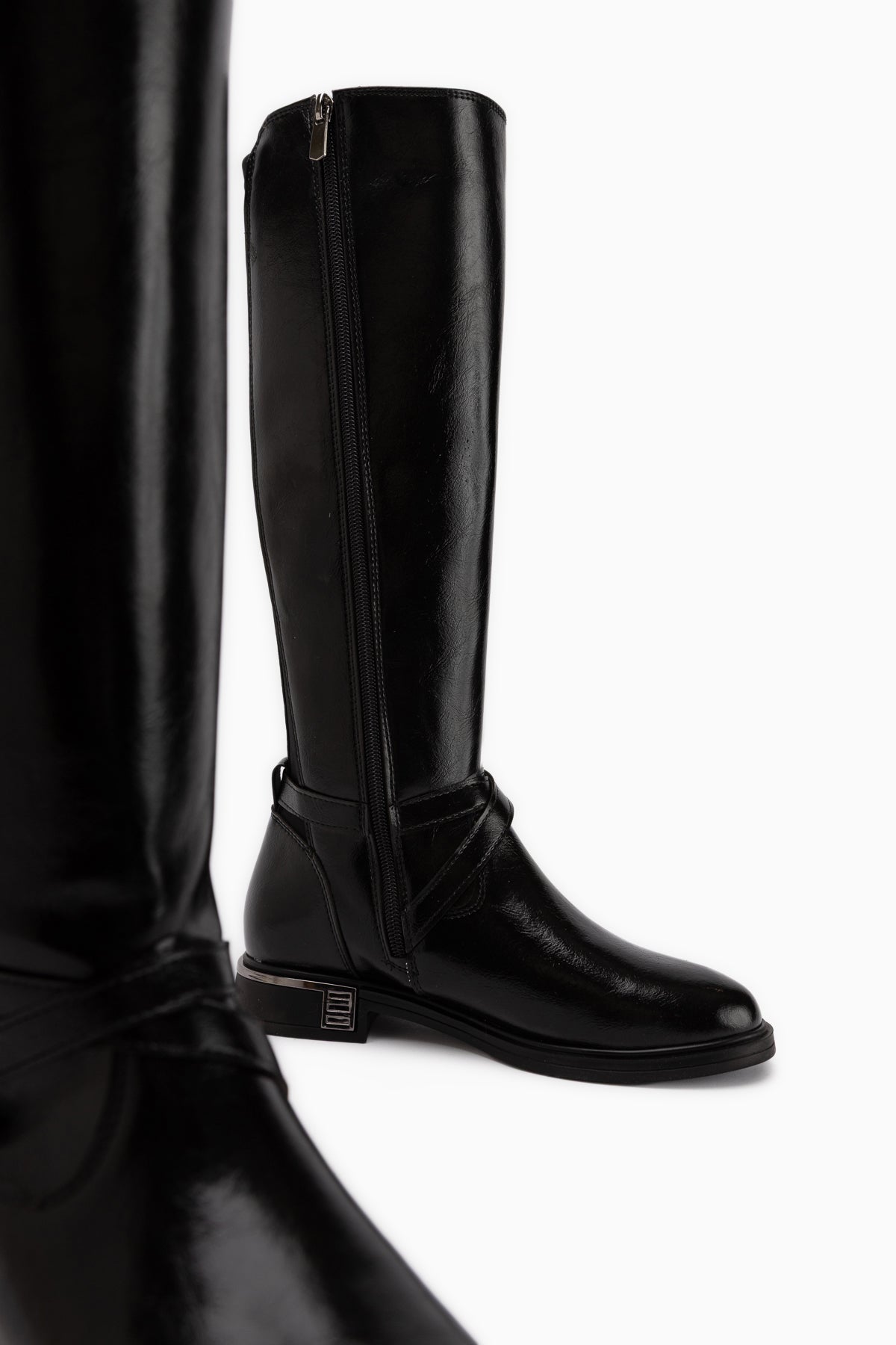 Janell Schwarze Gürtel Detail Damen Stiefel