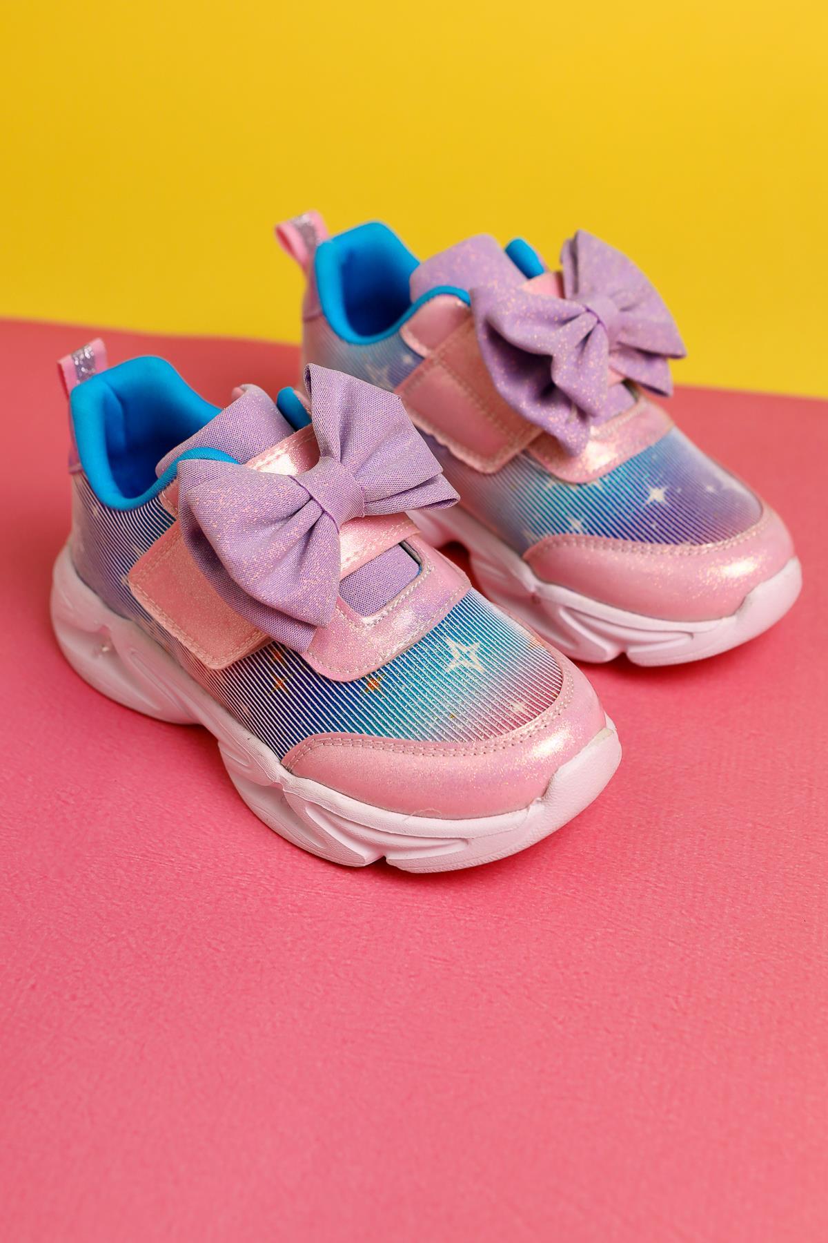 Gaia Puderrosa Kinder Sportschuhe mit Schleifendetail und Leuchtfunktion