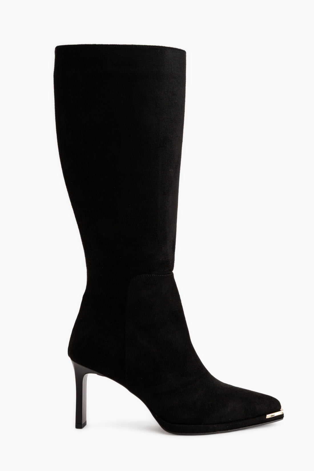 Petra Schwarze Wildleder Abnehmbarer Bund Detail Damen Stiefel