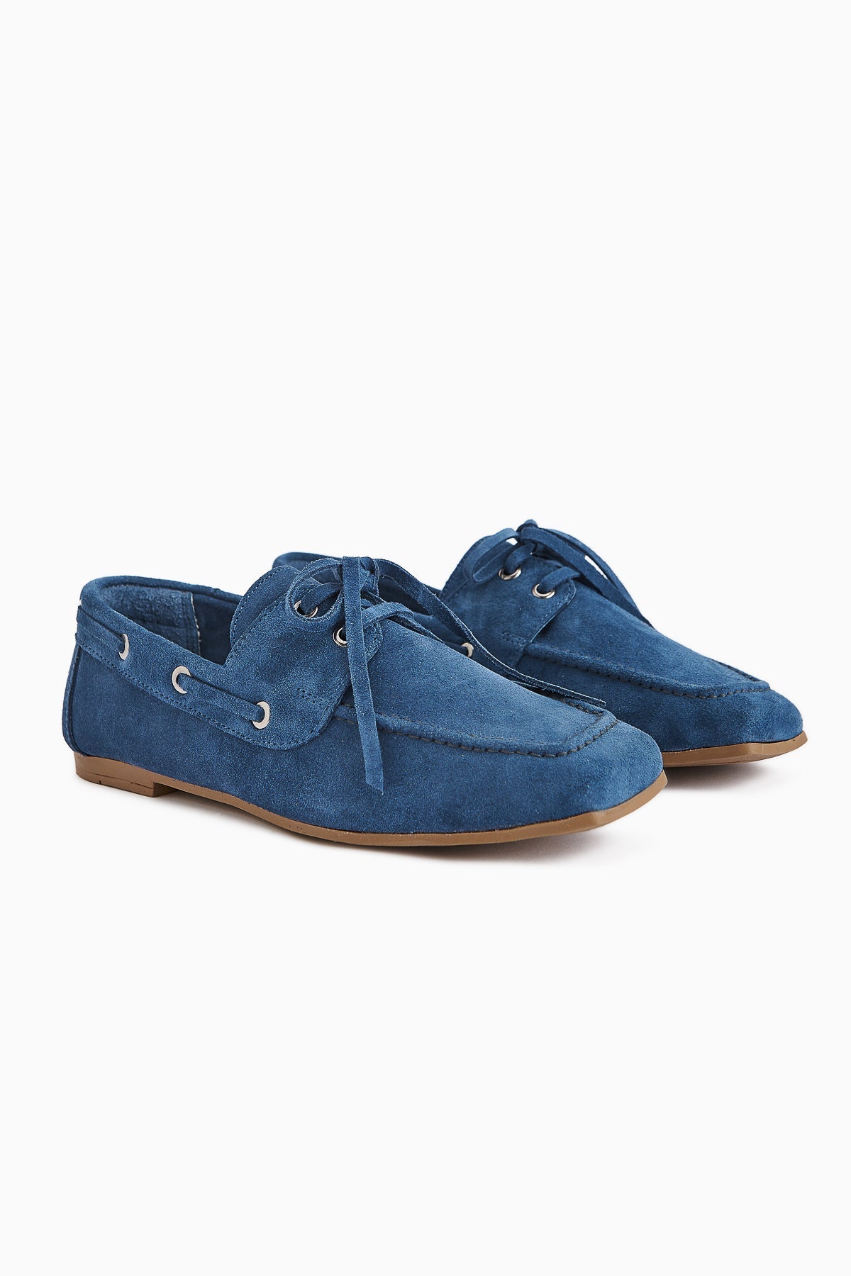 Arian Genuine Blue Suede Leather Lace-Up Moccasin Daily Loafer