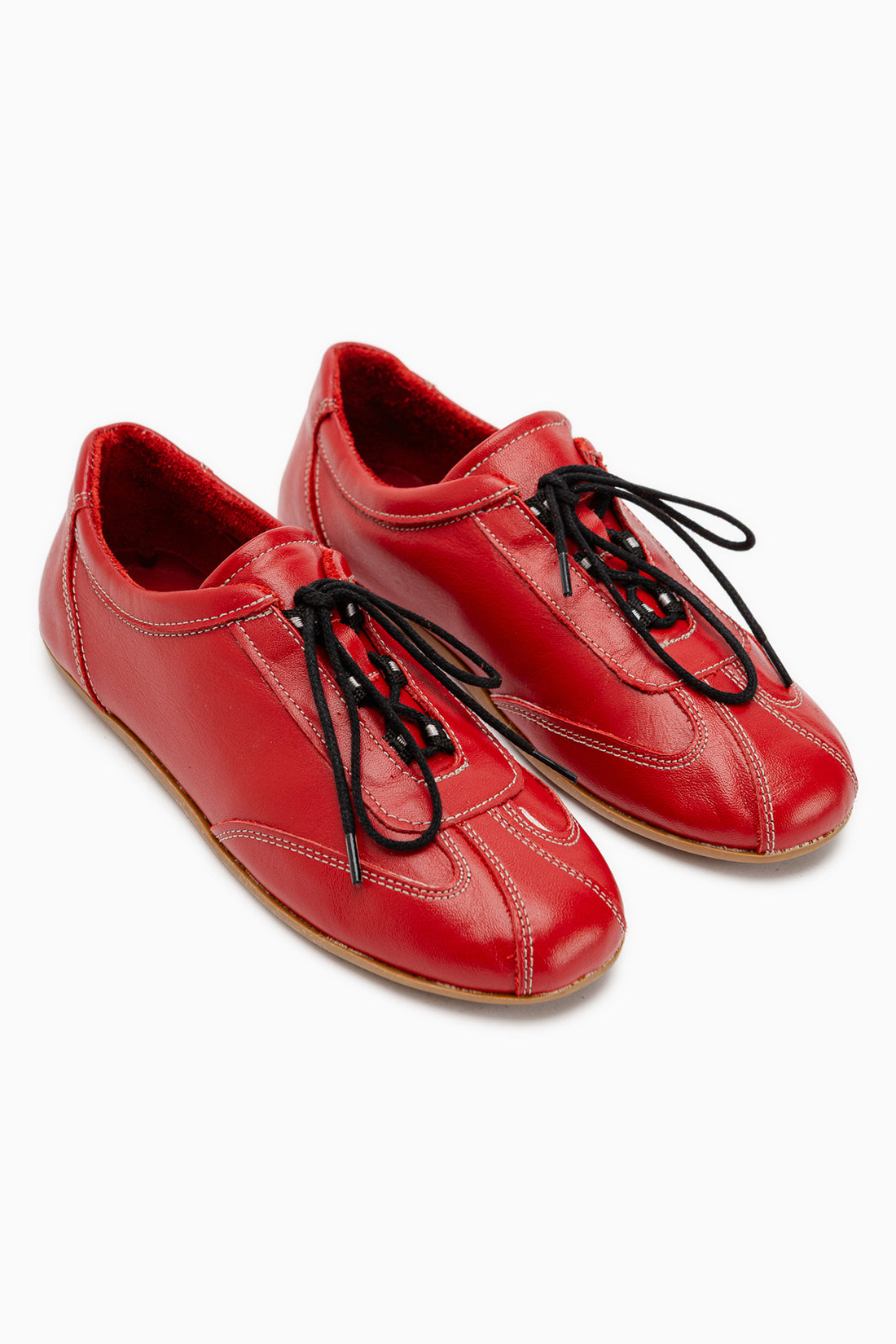 Echtes Leder Berry Rot Schnürschuhe Damen