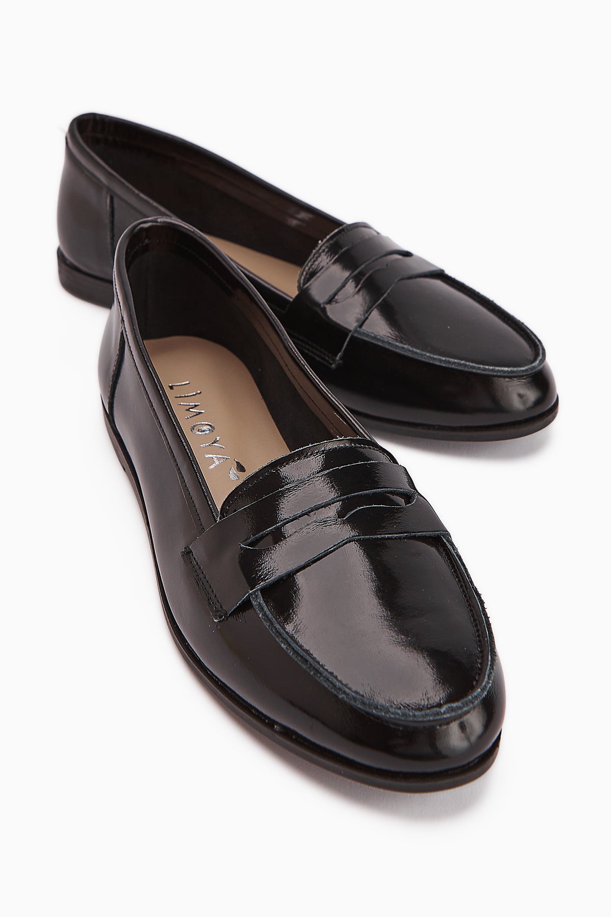 Solina Genuine Leather Black Patent Moccasin Shoes Comfortable Daily Loafers