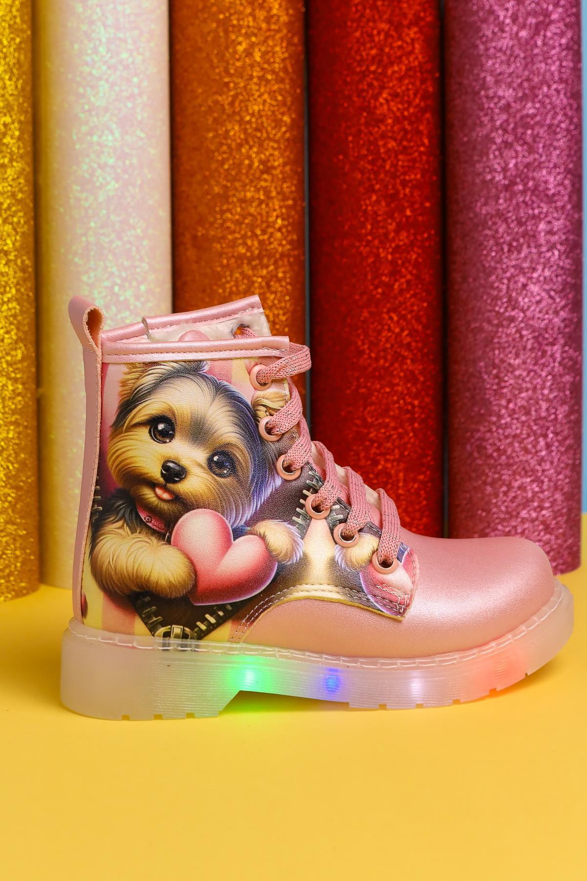 Liselle Rosa Cartoon-Charakter-Druck Schnür-Kinderstiefel