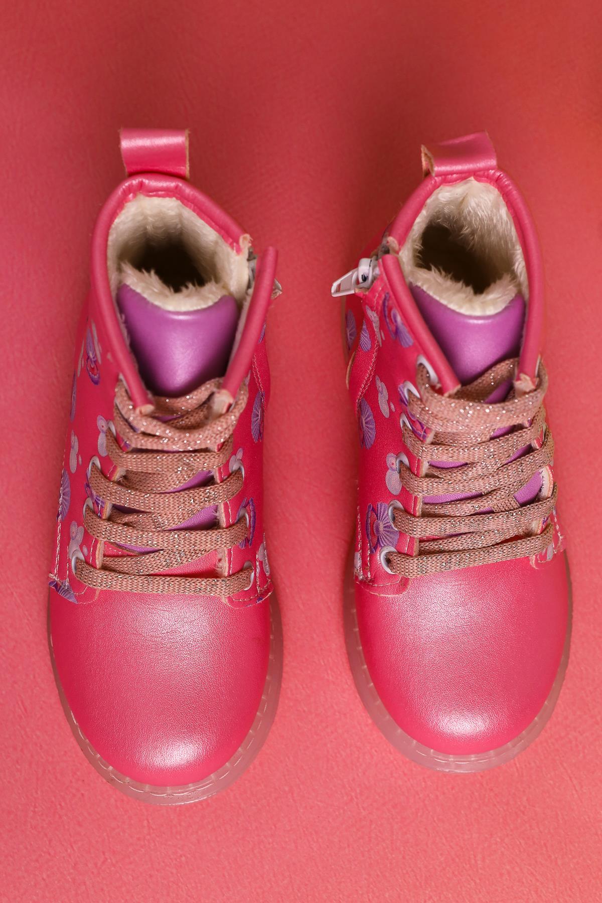 Johline Rosa Meereskreatur Druck Schnürung Leuchtende Kinderstiefel