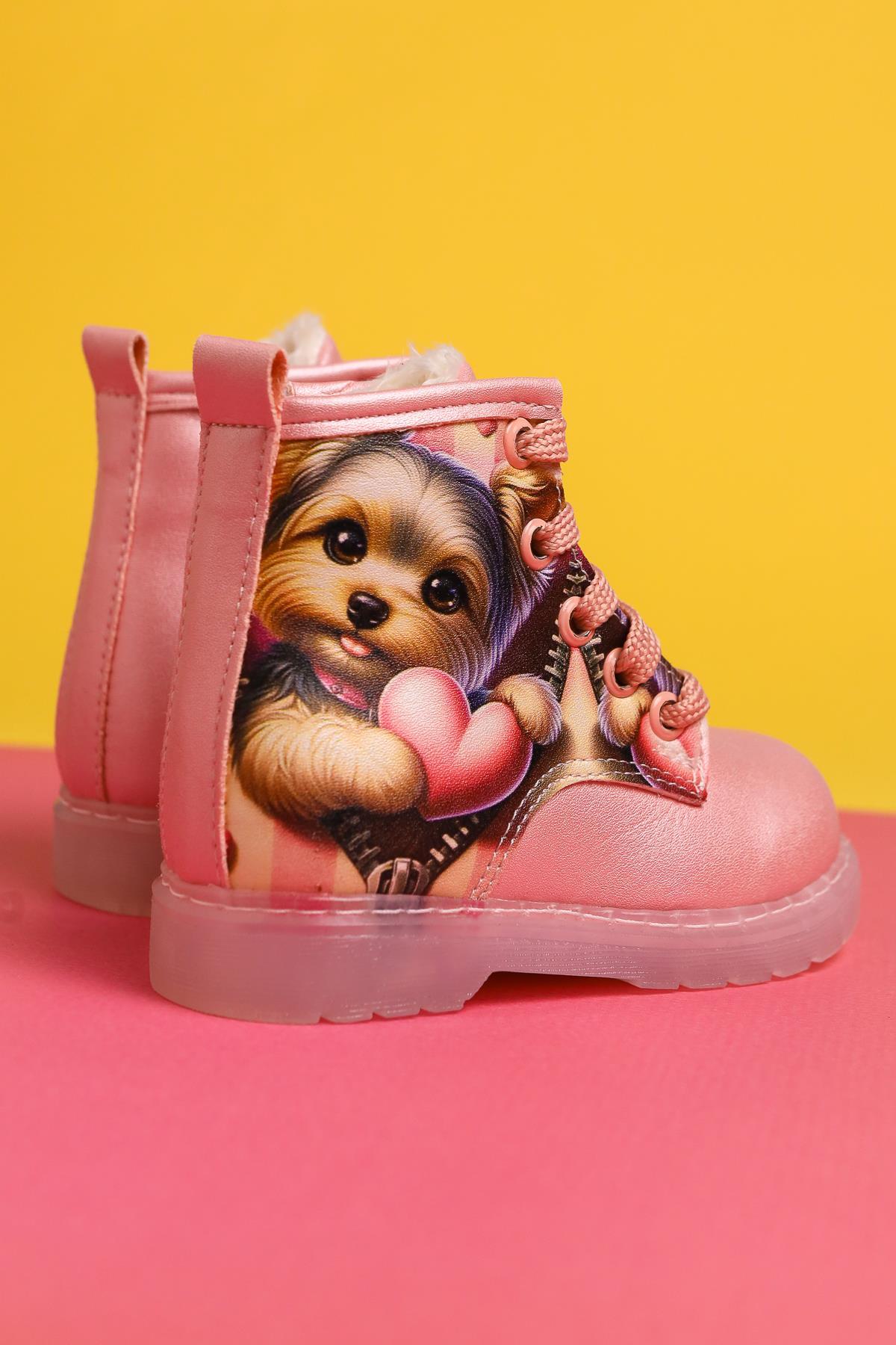 Jannice Rosa Cartoon-Charakter-Druck Leuchtende Schnür-Baby-Stiefel